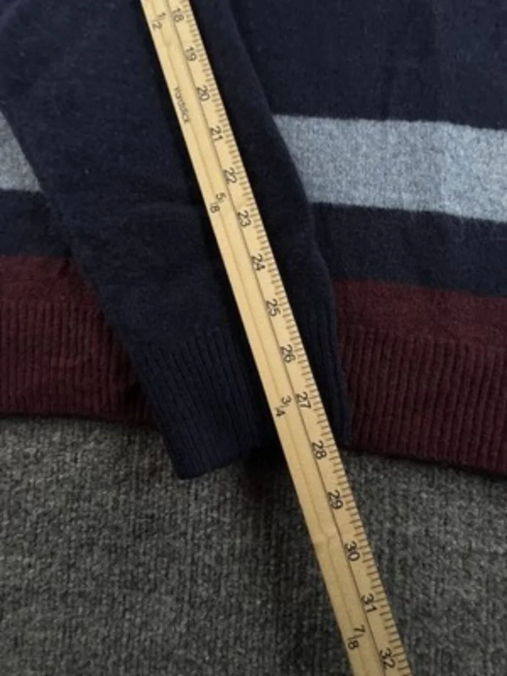 Fred Perry Pullover Logo XL Sweater Blue Red Crew Neck Wool Striped Designer